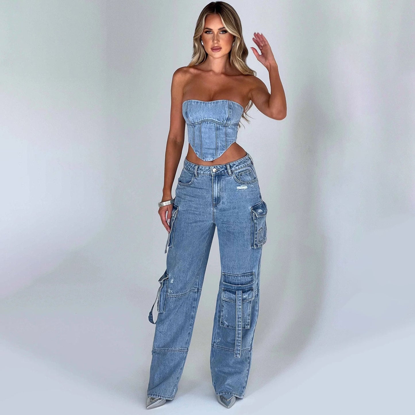 Ariana Denim Corset Set
