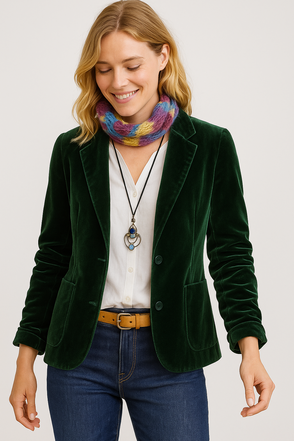 AELYA | Velvet Slim-Fit Blazer