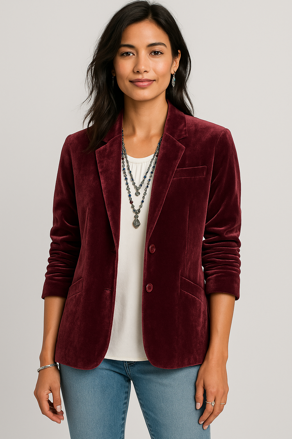 AELYA | Velvet Slim-Fit Blazer