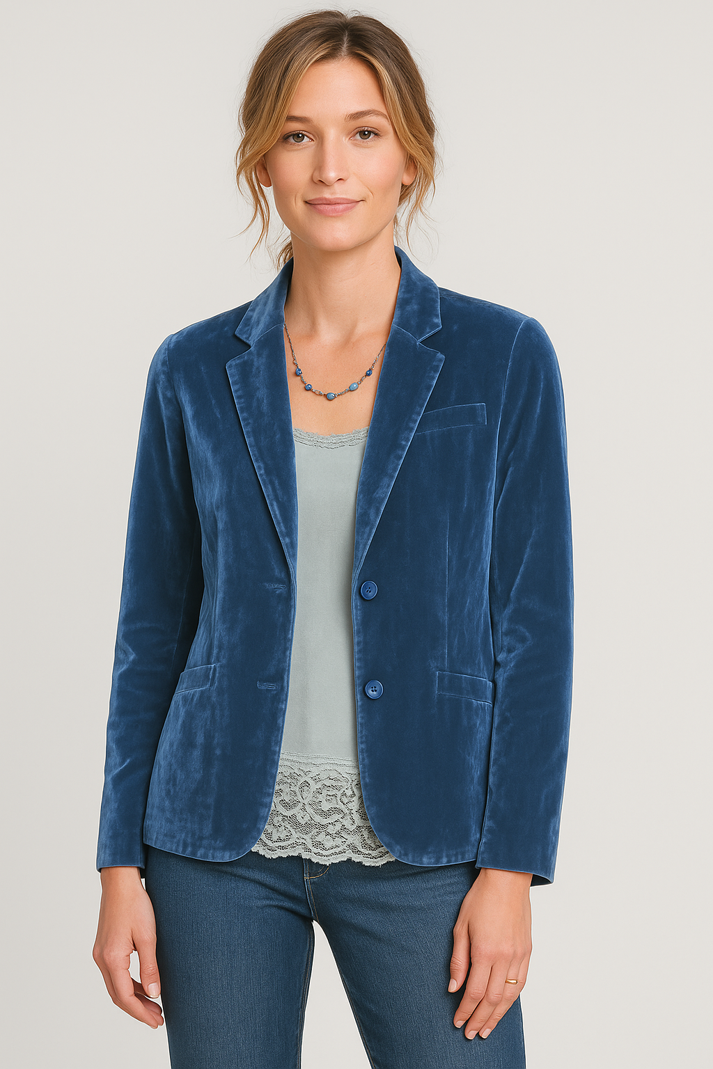 AELYA | Velvet Slim-Fit Blazer
