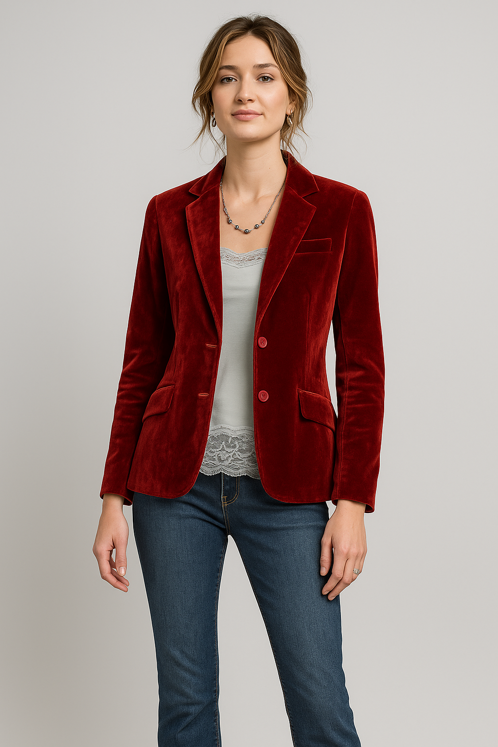 AELYA | Velvet Slim-Fit Blazer
