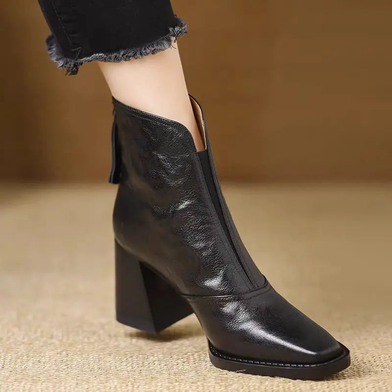 Plush Leather Ankle Boots