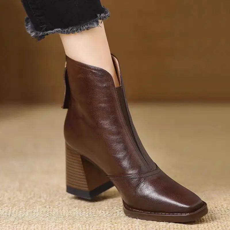 Plush Leather Ankle Boots