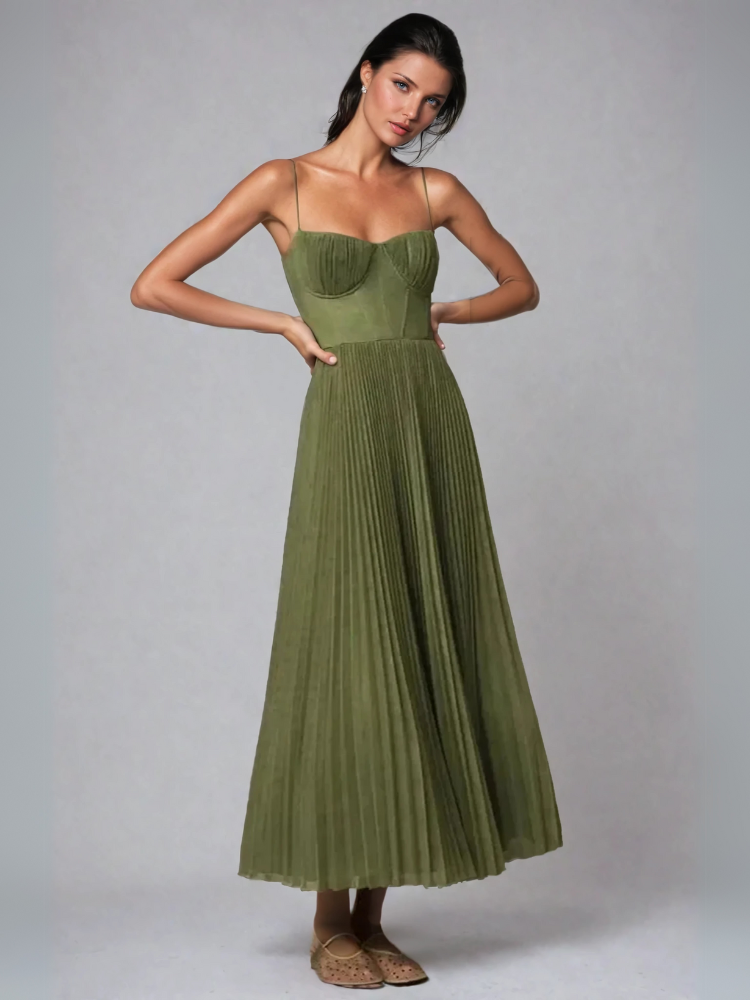 FOREST|HIGH-WAIST MIDI DRESS