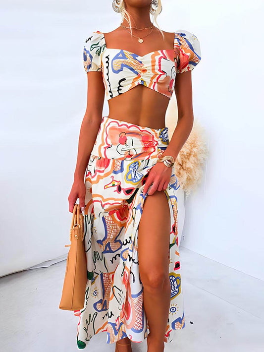 Solara Print Wrap Skirt Set