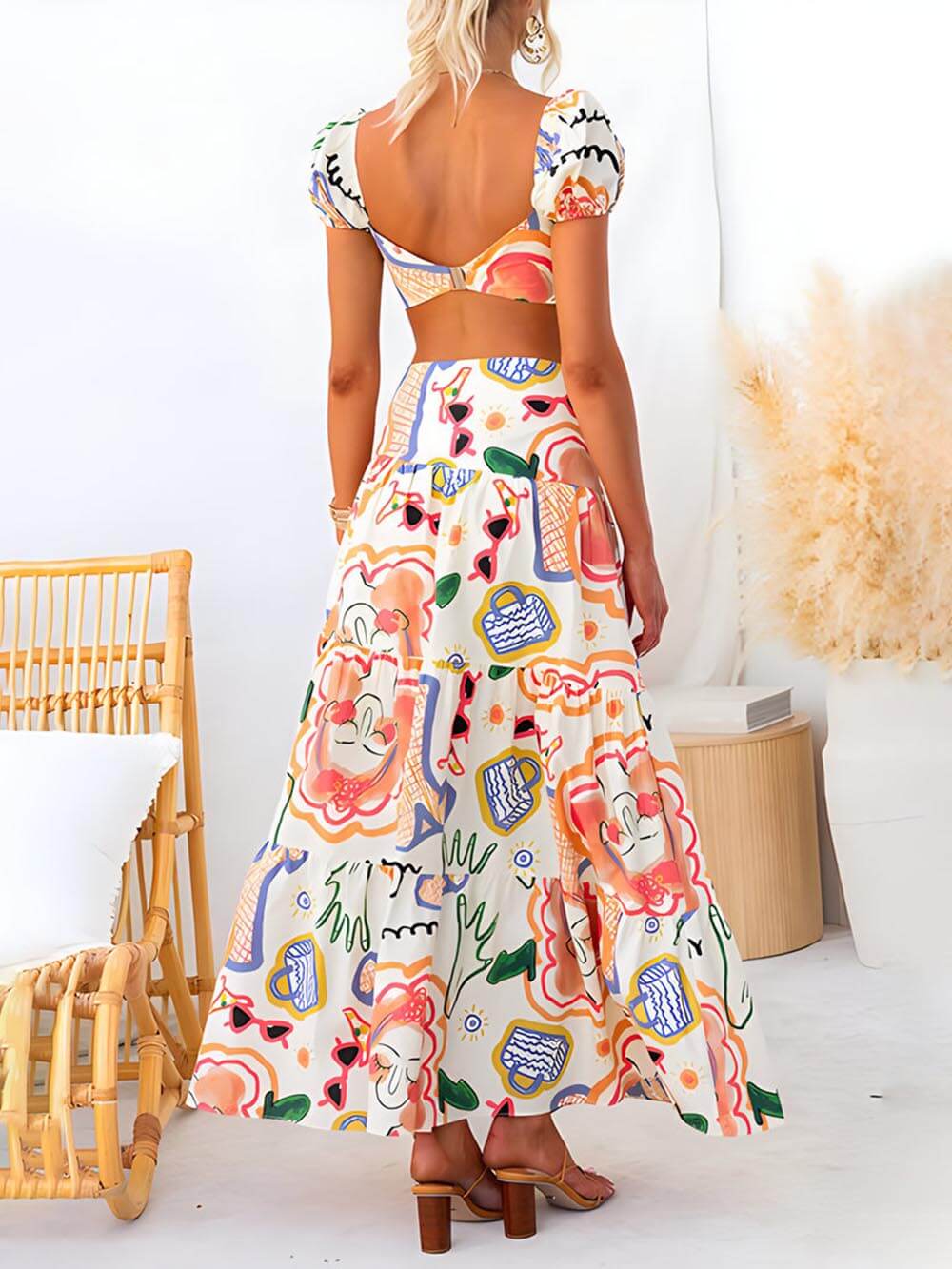 Solara Print Wrap Skirt Set