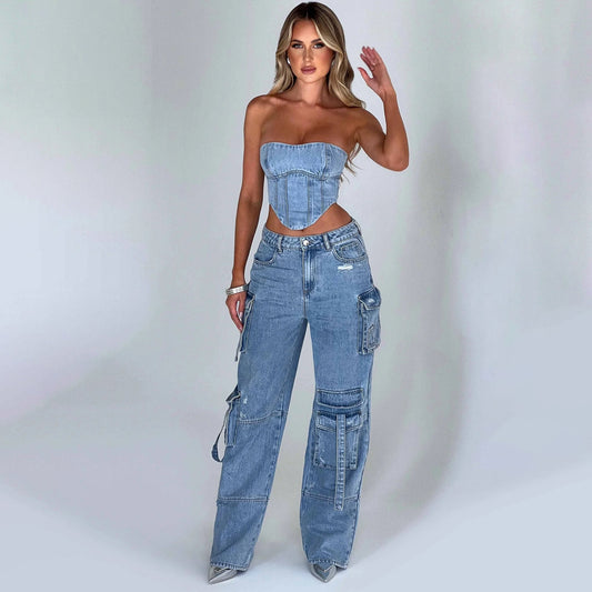 Ariana Denim Corset Set