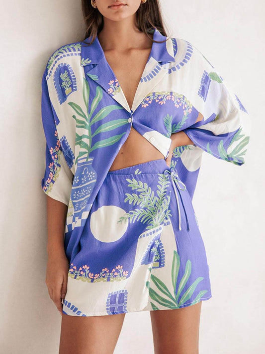 Palm Daze Skirt Set – Blue Tropic