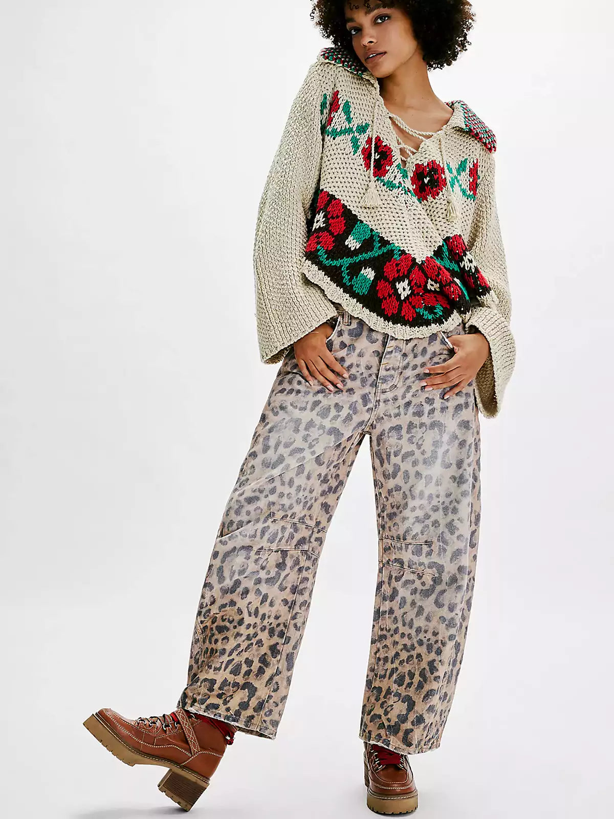 Wild Soul Leopard Barrel Jeans