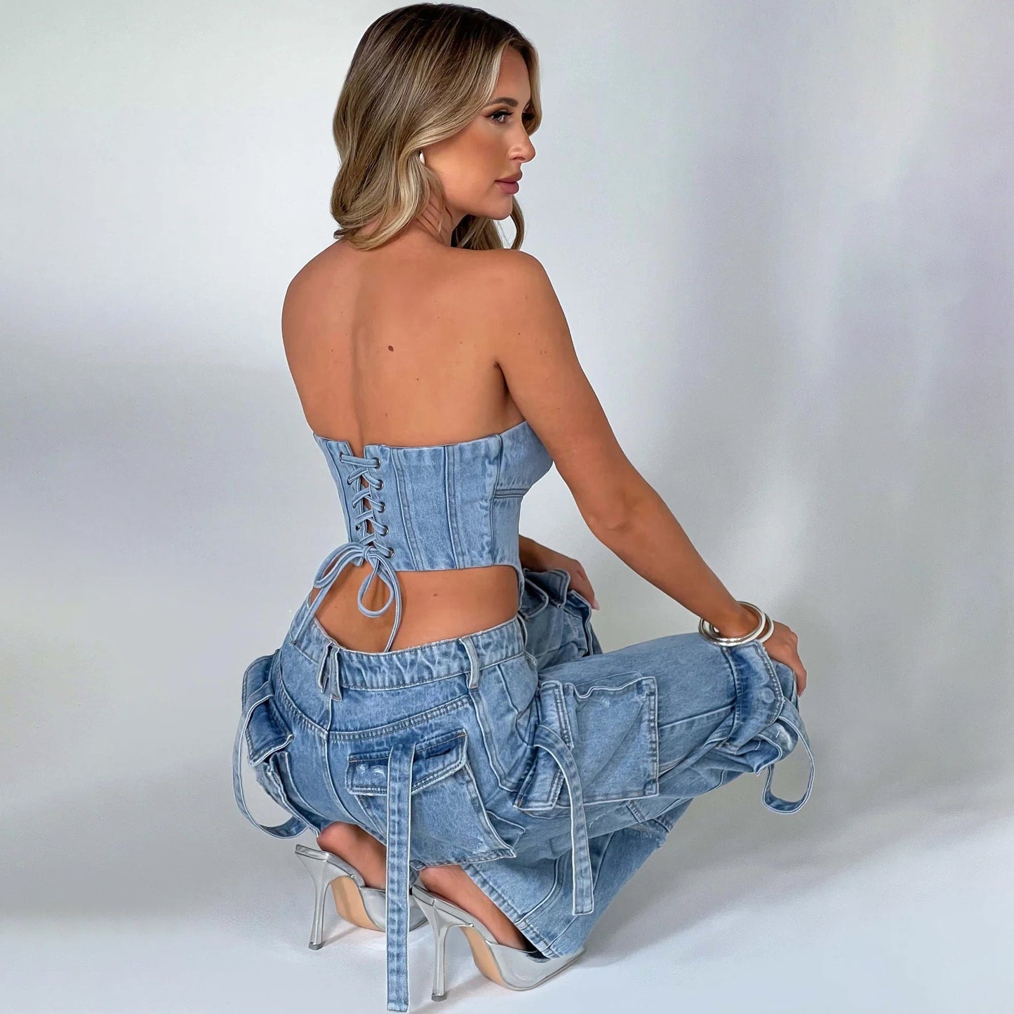 Ariana Denim Corset Set