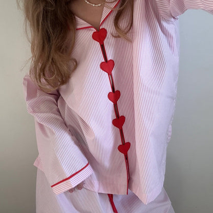 Valentina Striped Heart Pyjama Set