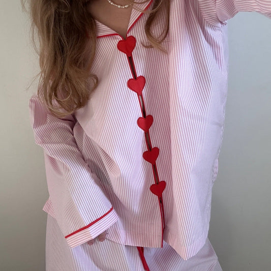 Valentina Striped Heart Pyjama Set