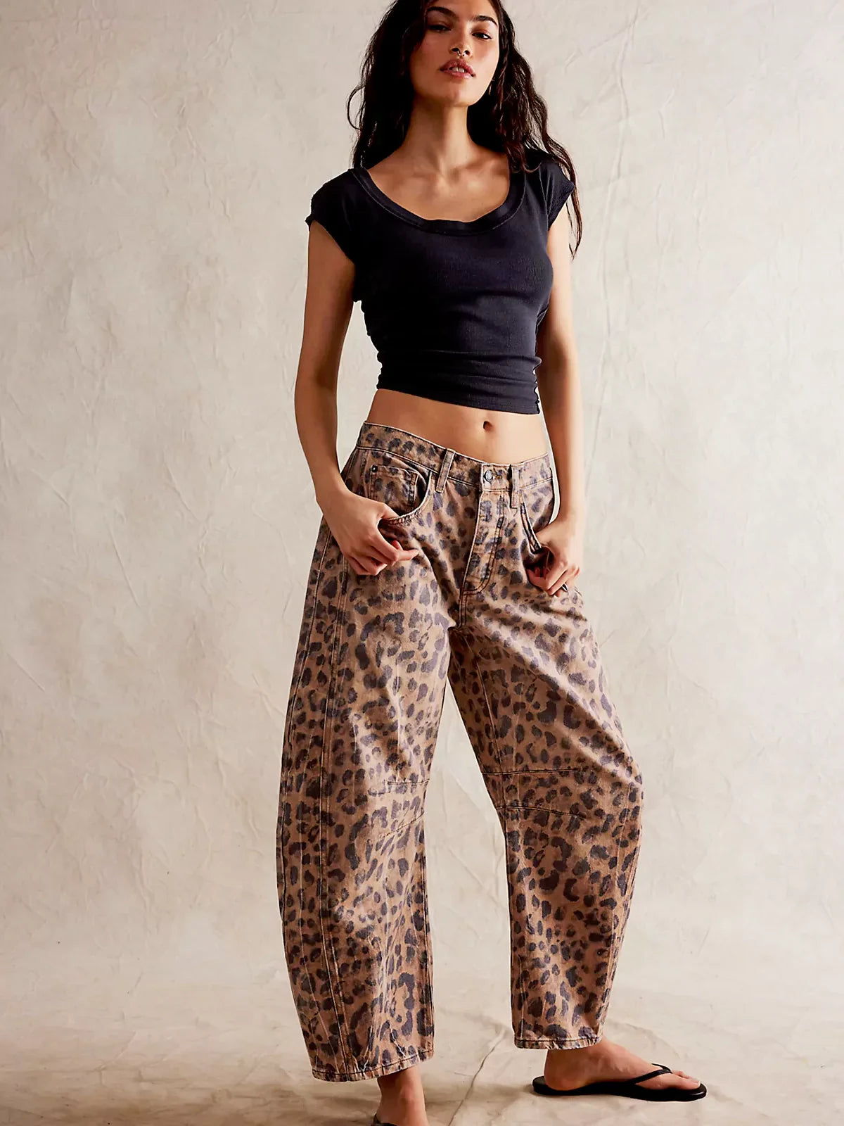 Wild Soul Leopard Barrel Jeans