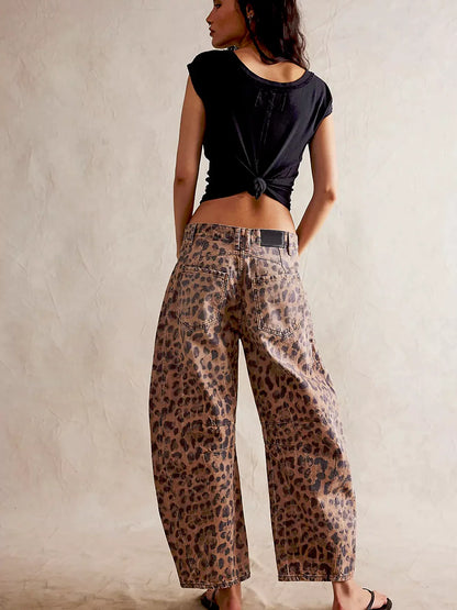 Wild Soul Leopard Barrel Jeans