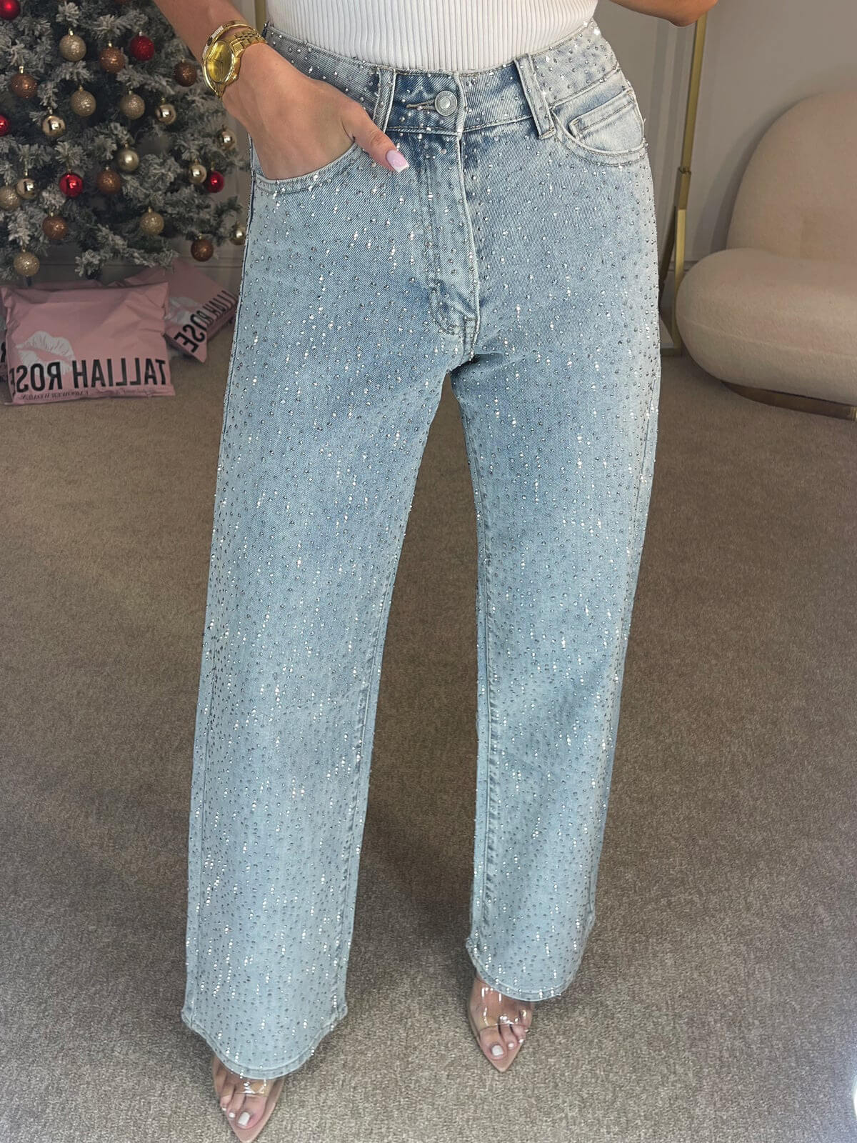 Diamanté Straight Leg Jeans