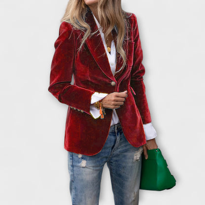 Gold Coast | Velvet Blazer with Gold Accents