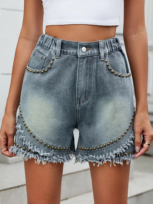 Riviera Studded Denim Shorts