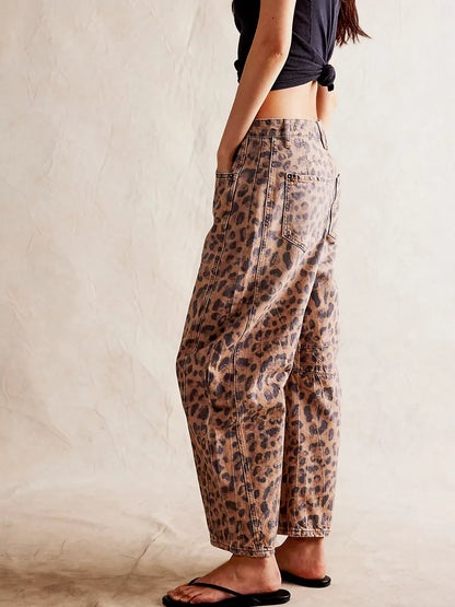 Wild Soul Leopard Barrel Jeans