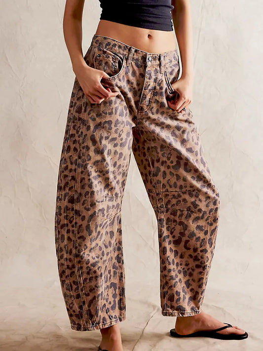 Wild Soul Leopard Barrel Jeans