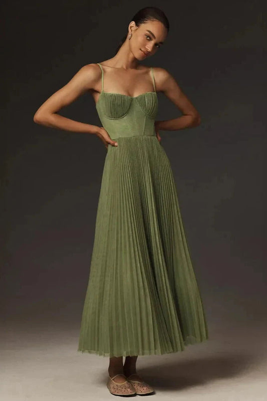FOREST|HIGH-WAIST MIDI DRESS
