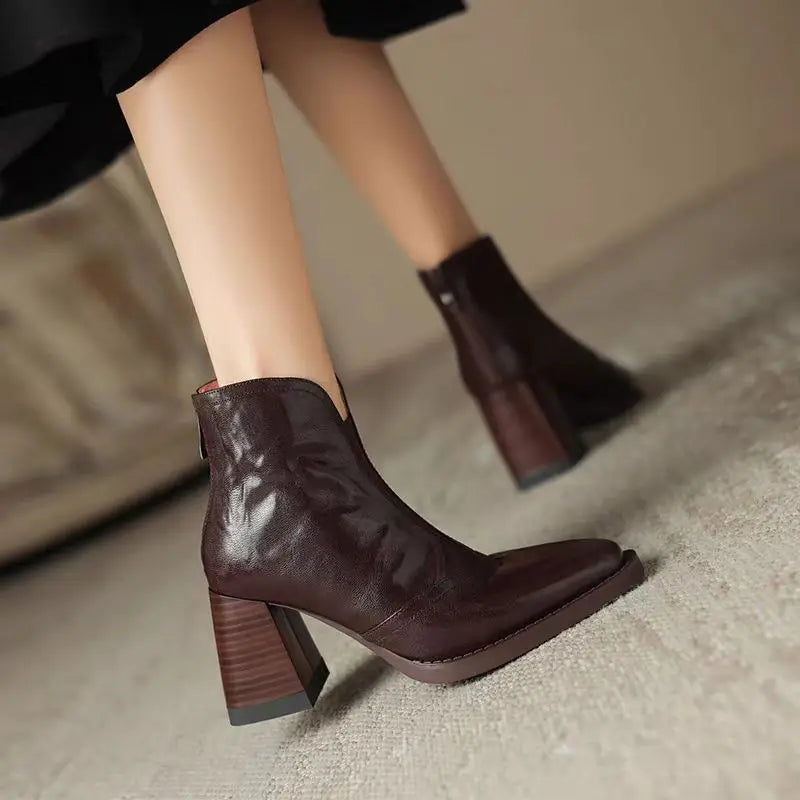 Plush Leather Ankle Boots