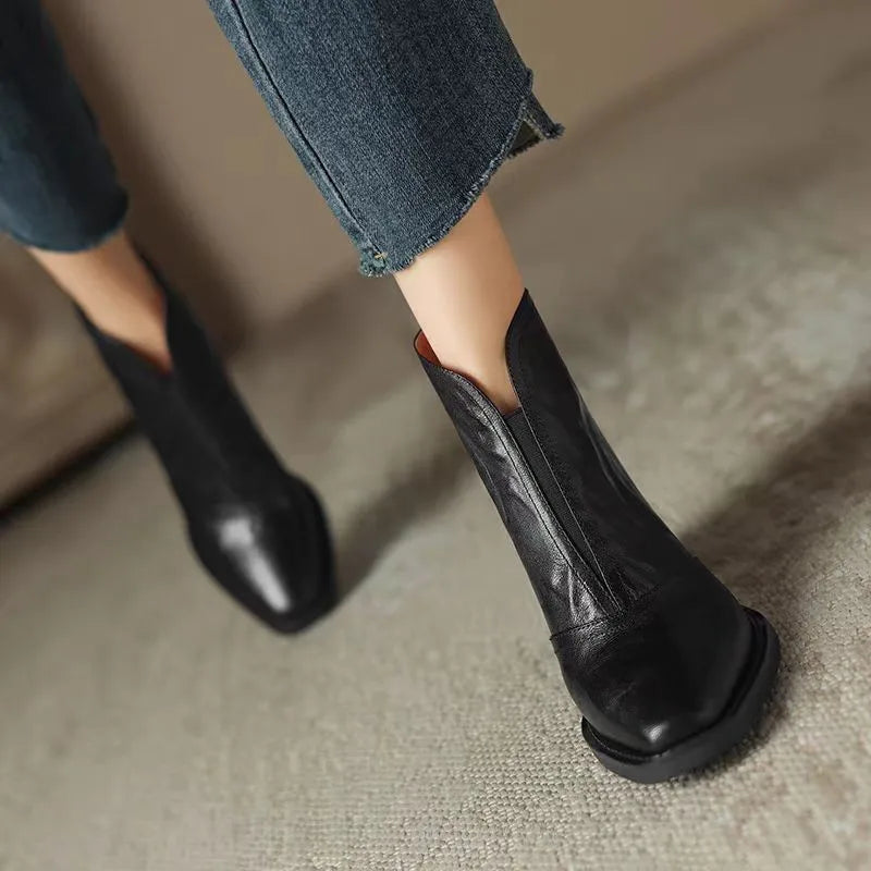 Plush Leather Ankle Boots