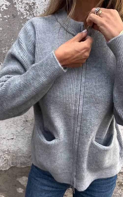 Odile™ | Knitted Zippered Cotton Jacket