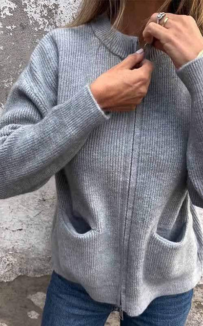 Odile™ | Knitted Zippered Cotton Jacket
