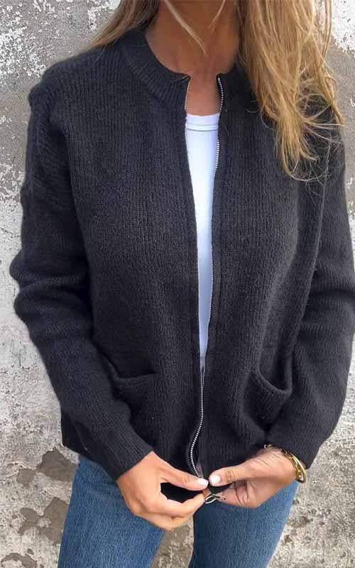 Odile™ | Knitted Zippered Cotton Jacket