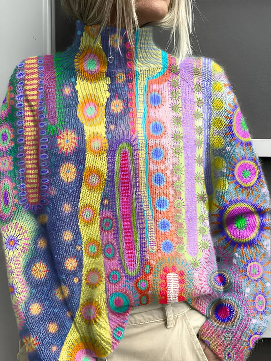 HERMINE™ | Colourful Knit Turtleneck Sweater