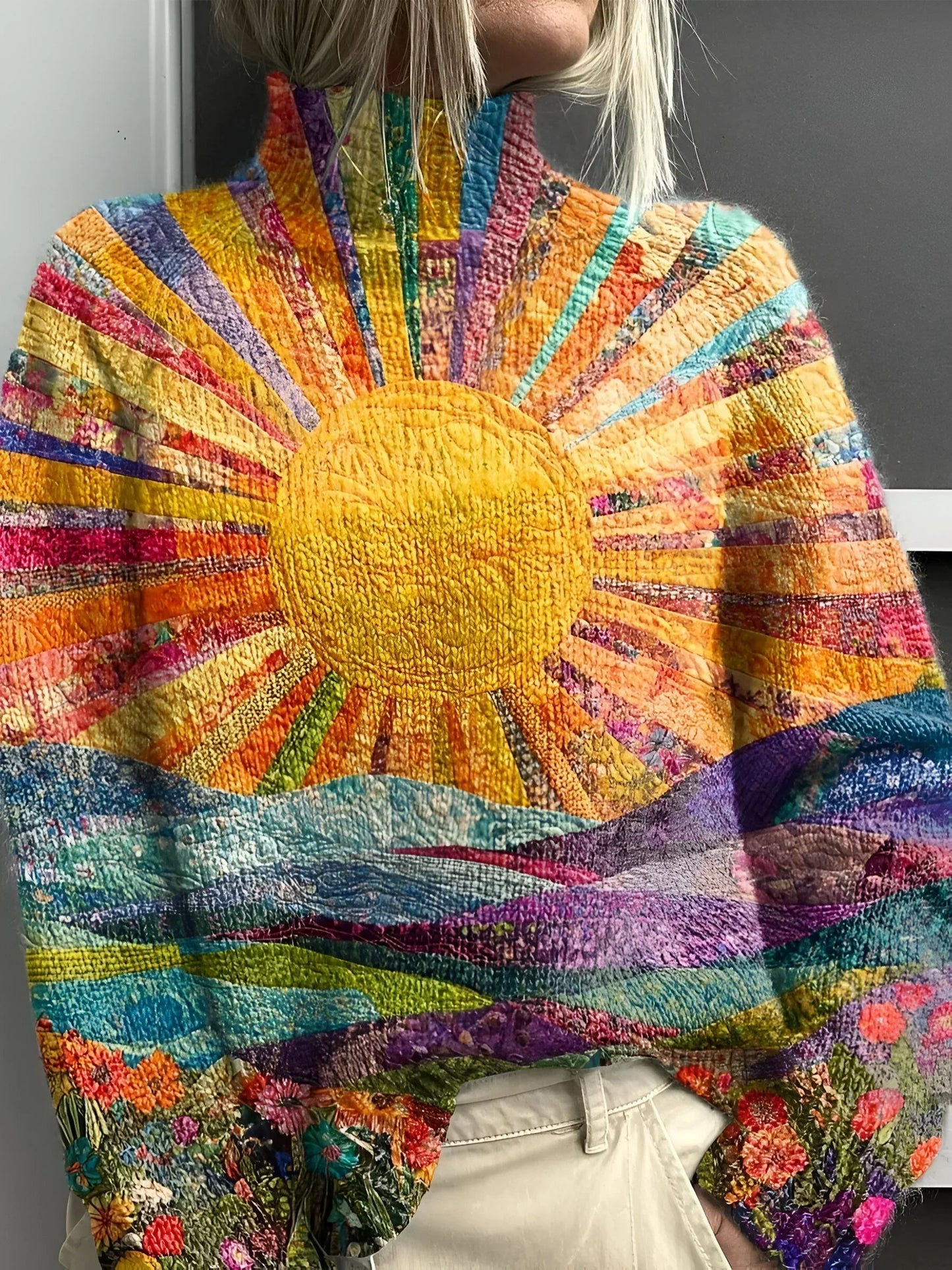 ANAÏS™ | Radiant Sunrise Landscape Roll Neck Sweater