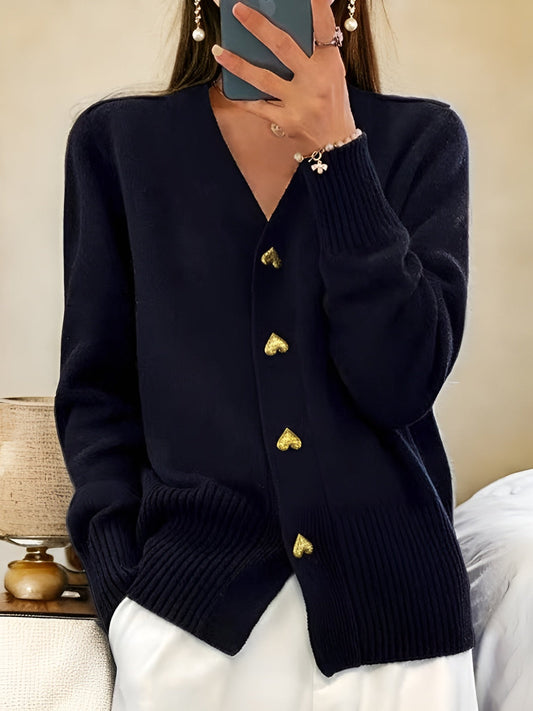 Rosalie™ | Heart-Button Knit Cardigan