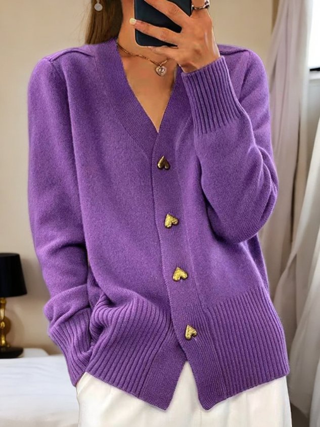 Rosalie™ | Heart-Button Knit Cardigan